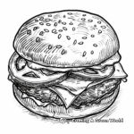 Detailed Stuffed Burger Coloring Pages for Adults 2