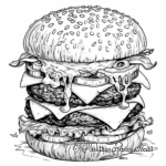 Detailed Stuffed Burger Coloring Pages for Adults 3