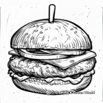 Detailed Stuffed Burger Coloring Pages for Adults 4