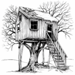 Detailed Tree House in the Winter Coloring Pages 3