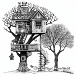 Detailed Tree House in the Winter Coloring Pages 4