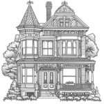 Detailed Victorian Christmas House Coloring Pages 1