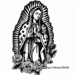 Detailed Virgen de Guadalupe Coloring Pages for Adults 3