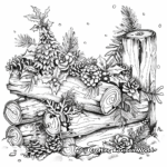 Detailed Yule Log Coloring Pages for Adults 1