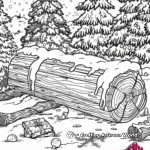 Detailed Yule Log Coloring Pages for Adults 4