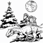 Dinosaurs Pulling Santa's Sleigh on Christmas Eve Coloring Pages 4