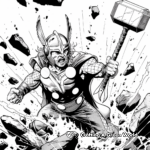 Dramatic Thor Fighting Scene Coloring Pages 2