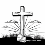 Easter Cross Sunset Scene Coloring Pages 1