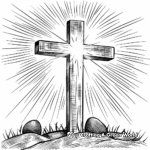 Easter Cross Sunset Scene Coloring Pages 4