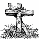 Easter Cross with Crown of Thorns Coloring Pages 2