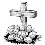 Easter Cross with Easter Eggs Coloring Sheets 2