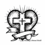 Easter Cross with Heart and Ribbon Coloring Pages 2