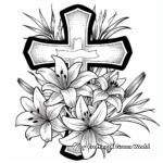 Easter Cross with Lilies Coloring Pages 1