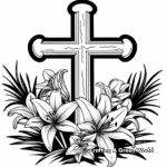 Easter Cross with Lilies Coloring Pages 2