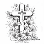 Easter Cross with Lilies Coloring Pages 3