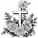 Easter Cross with Roses Coloring Pages 1