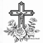 Easter Cross with Roses Coloring Pages 2