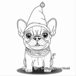 Easy French Bulldog with Elf Hat Coloring Pages 1