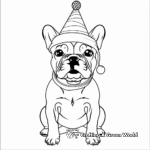 Easy French Bulldog with Elf Hat Coloring Pages 2