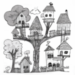 Elaborate Tree House Village Coloring Pages 2