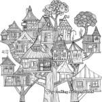 Elaborate Tree House Village Coloring Pages 3