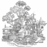 Elaborate Tree House Village Coloring Pages 4