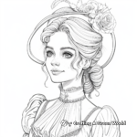 Elegant Victorian Lady Coloring Pages 1