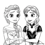 Elsa & Anna from Frozen Coloring Pages 1