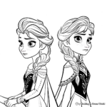 Elsa & Anna from Frozen Coloring Pages 2