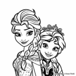 Elsa and Anna: Sister Love Frozen Coloring Pages 2