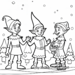 Elves Preparing for a Frozen Christmas Coloring Pages 1