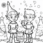 Elves Preparing for a Frozen Christmas Coloring Pages 2