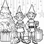 Elves Preparing for a Frozen Christmas Coloring Pages 4