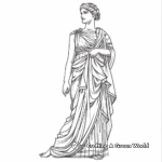 Figuras femeninas de la Antigua Grecia en togas para colorear 1