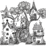 Enchanted Tree House Coloring Pages 4