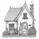 Enchanting Fairy-Tale Cottage Coloring Pages 3