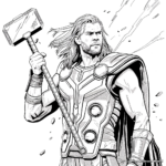 Epic Thor and Hammer Coloring Pages 2