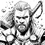 Epic Thor and Hammer Coloring Pages 3