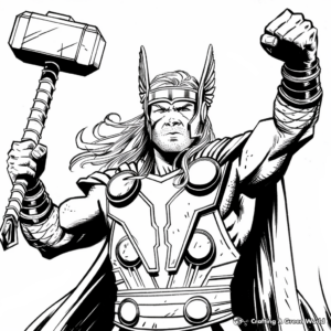 Epic Thor and Hammer Coloring Pages 4