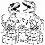 Excited Velociraptors Opening Christmas Gifts Coloring Pages 1