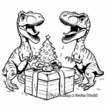 Excited Velociraptors Opening Christmas Gifts Coloring Pages 3