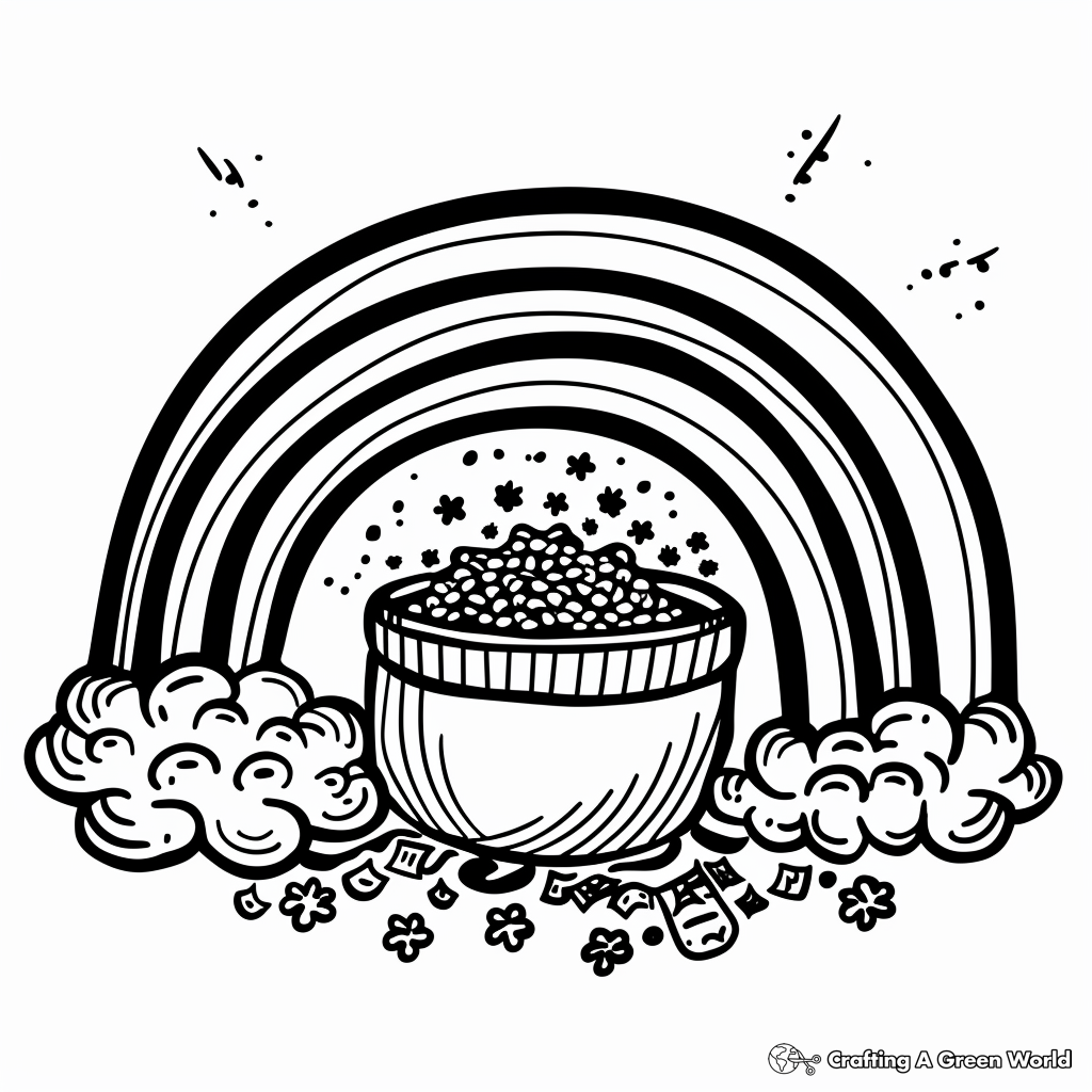 Rainbow With Pot Of Gold Coloring Page