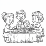 Families Celebrating Thanksgiving Coloring Pages 1