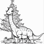 Festive Brachiosaurus with Christmas Lights Coloring Pages 2