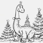 Festive Brachiosaurus with Christmas Lights Coloring Pages 3