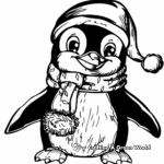 Festive Christmas Penguin Coloring Pages 1
