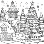 Festive Christmas Tree Lot Coloring Pages 2