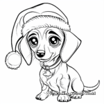 Festive Dachshund With Christmas Hat Coloring Pages 1