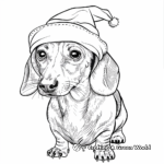 Festive Dachshund With Christmas Hat Coloring Pages 2