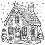 Festive Gingerbread House Coloring Pages 1